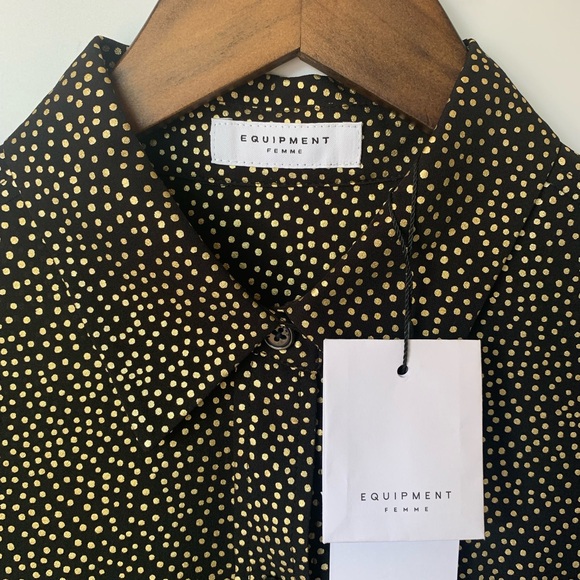 NWT Equipment Gold Dot Silk Blouse Women’s Small - Picture 4 of 5